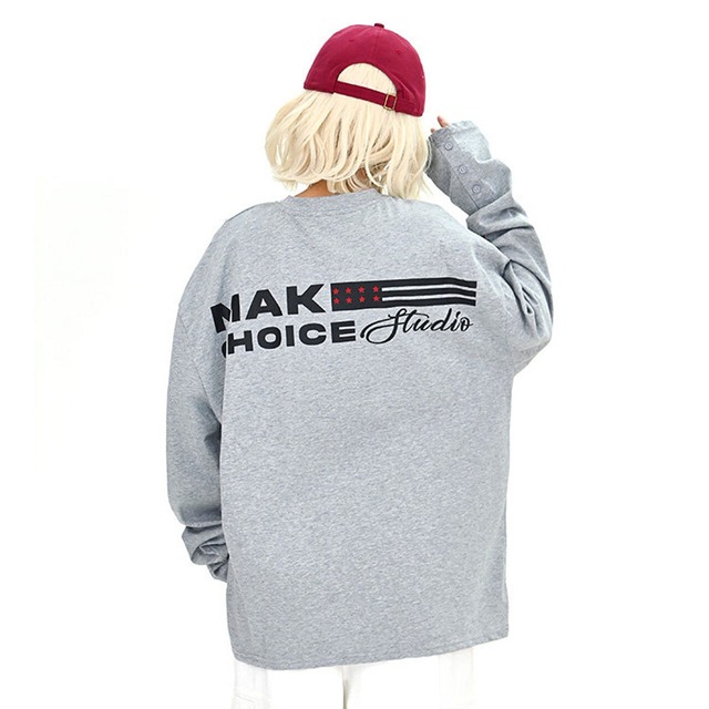 スターシンボルバックプリントヘンリーロンT 2col   R01678