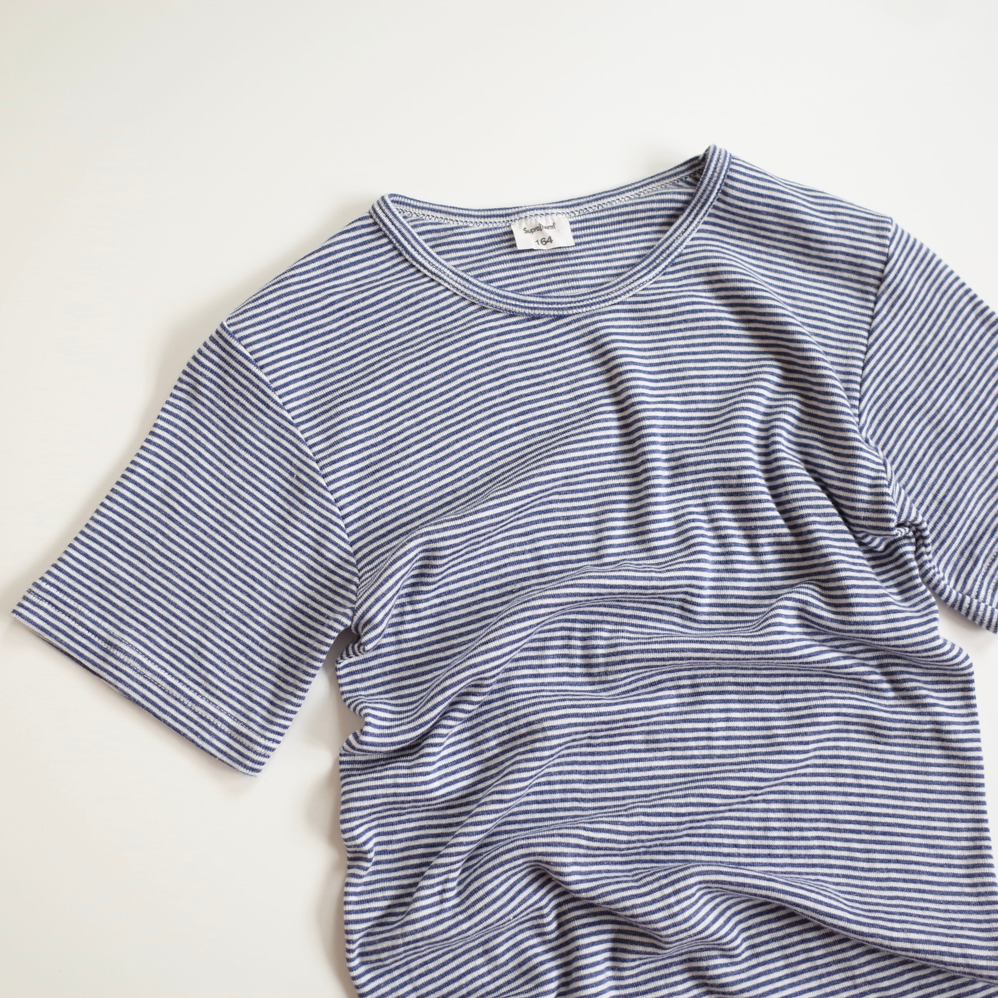 Euro border tee "navy×white"