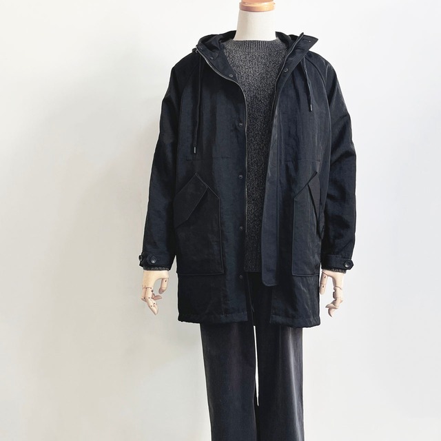 COMM.ARCH.  コム・アーチ　NYLON TWILL HOODED COAT　ナイロンツイルコート  -BLACKOUT-