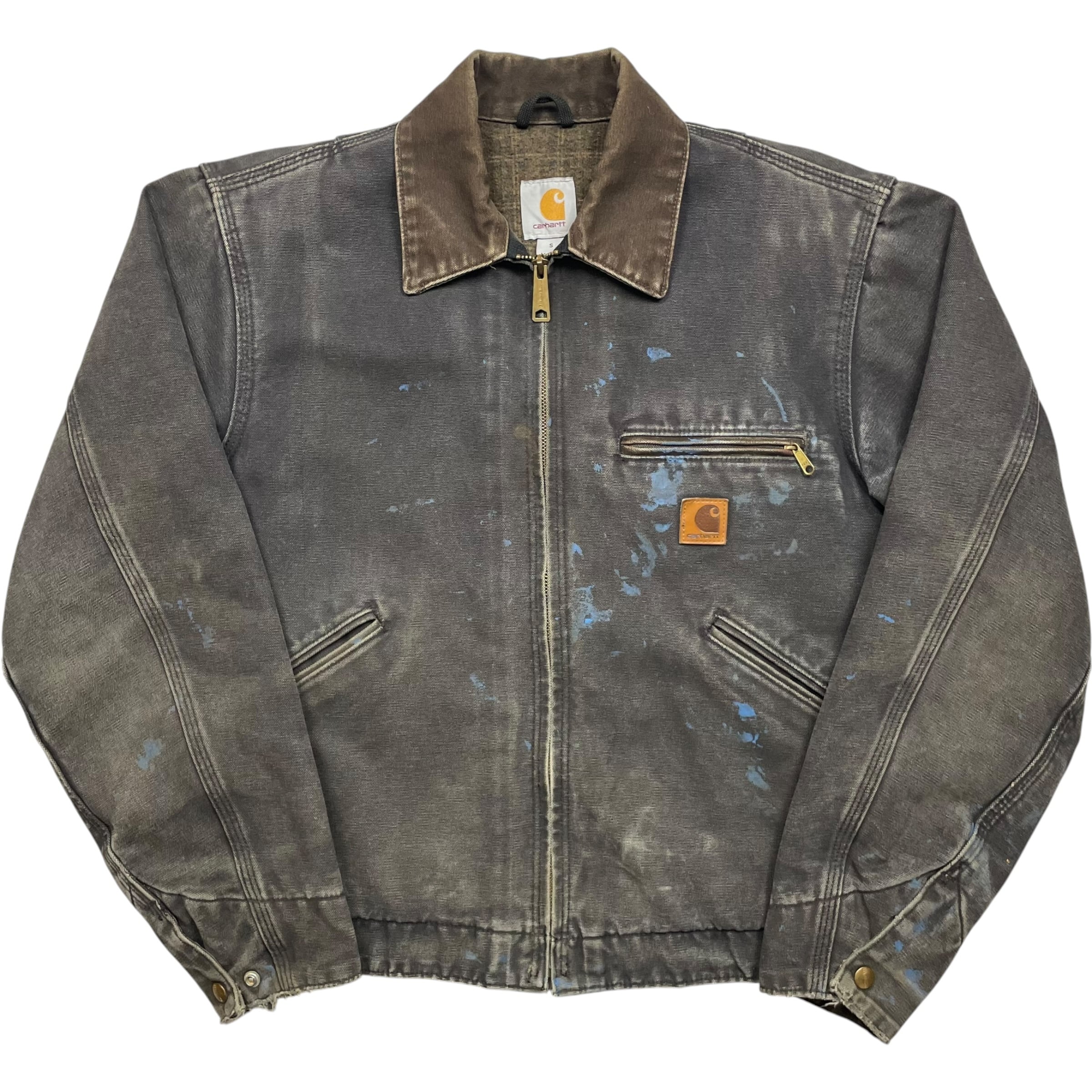 《S》Carhartt カーハート デトロイトジャケット ワークジャケット ペイント フェード 希少サイズ ブラック no.10611