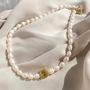 color stone & pearl necklace（３color）＜a1122＞