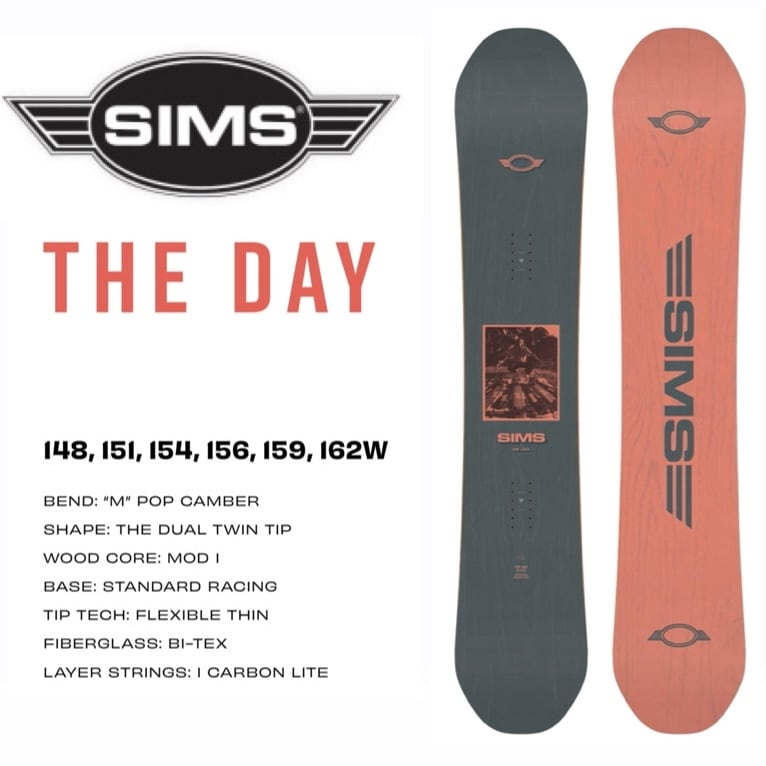◆SIMS◆スノーボード 159cm ビンディング セット + ボードケース付き