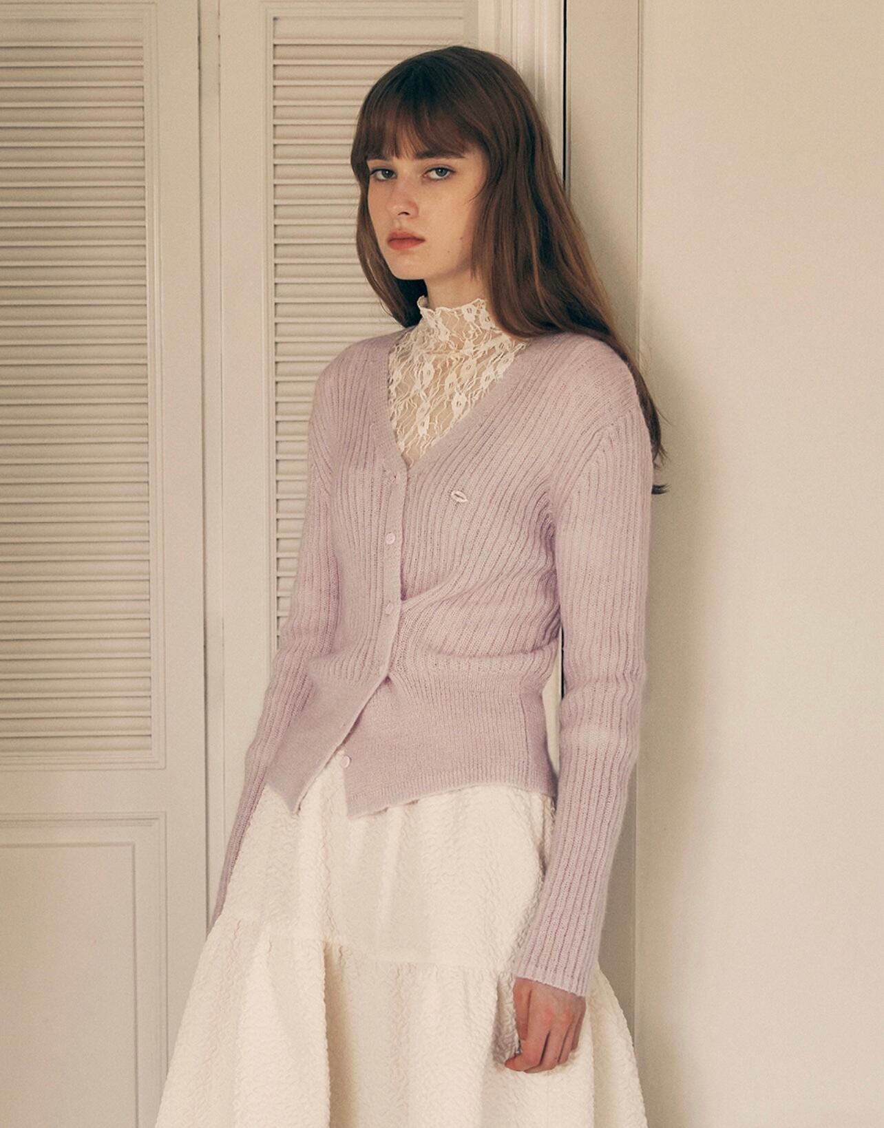 ROLAROLA] MOHAIR BLENDED TWO WAY BUTTON CARDIGAN PINK 正規品 韓国