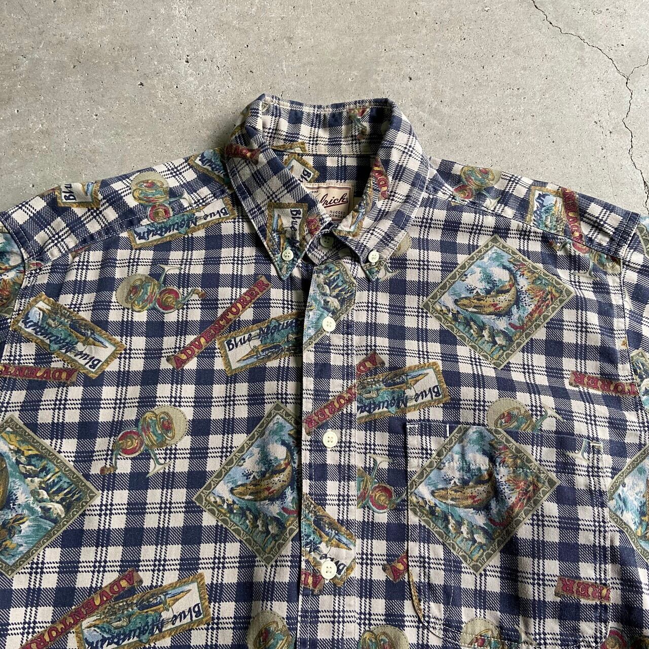 90年代 WOOLRICH ウールリッチ 半袖 コットン フィッシング チェック