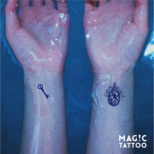 タトゥーシール マジックタトゥー おしゃれ 肌見せ 夏 消えるタトゥー No.163_Jewels&ribbons/2週間肌を染める MAG!C TATTOO,マジック