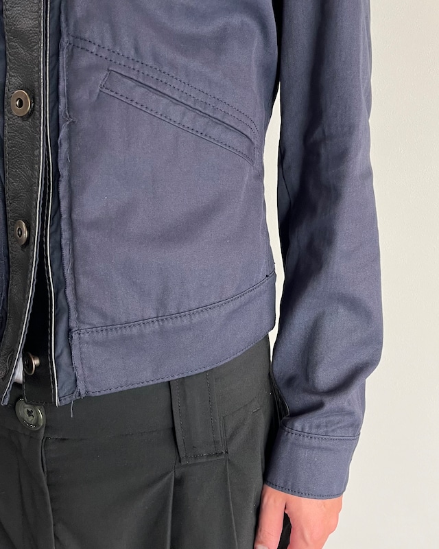 【00's MIUMIU】leather switching trucker jacket