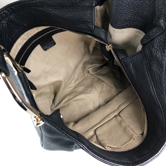 GUCCI グッチ ショルダーバッグ ブラック ロゴ レザー セミショルダーバッグ vintage ヴィンテージ オールド 4wyrtg