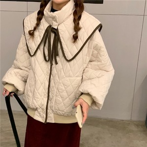 Doll collar cotton-padded jacket <4colors>