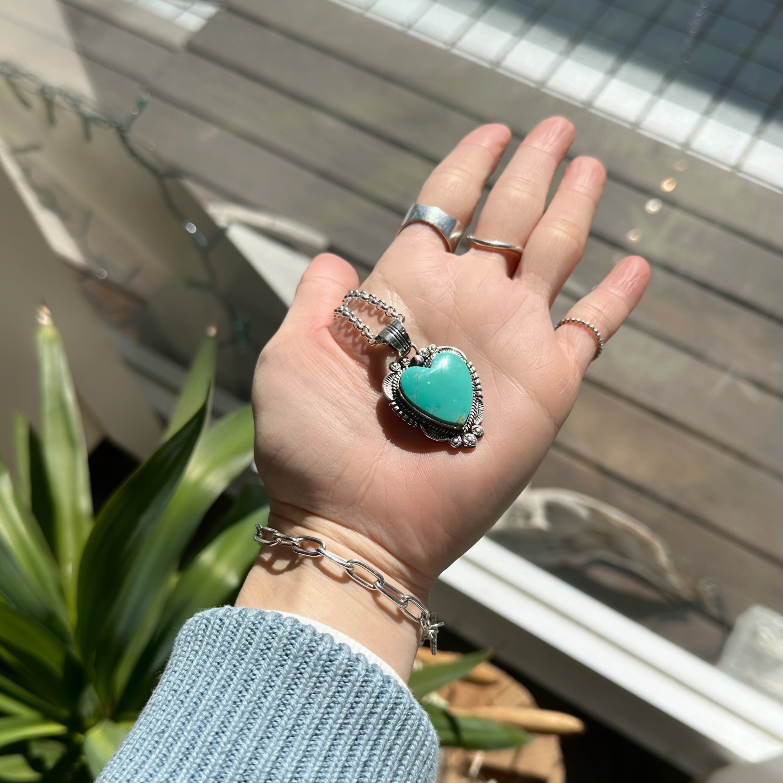 Indian Jewelry 》ロイストン ターコイズ ハート ペンダント | 【公式