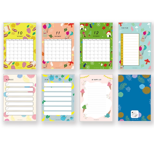 TRIP AND TEA 季節の壁掛けA4カレンダー