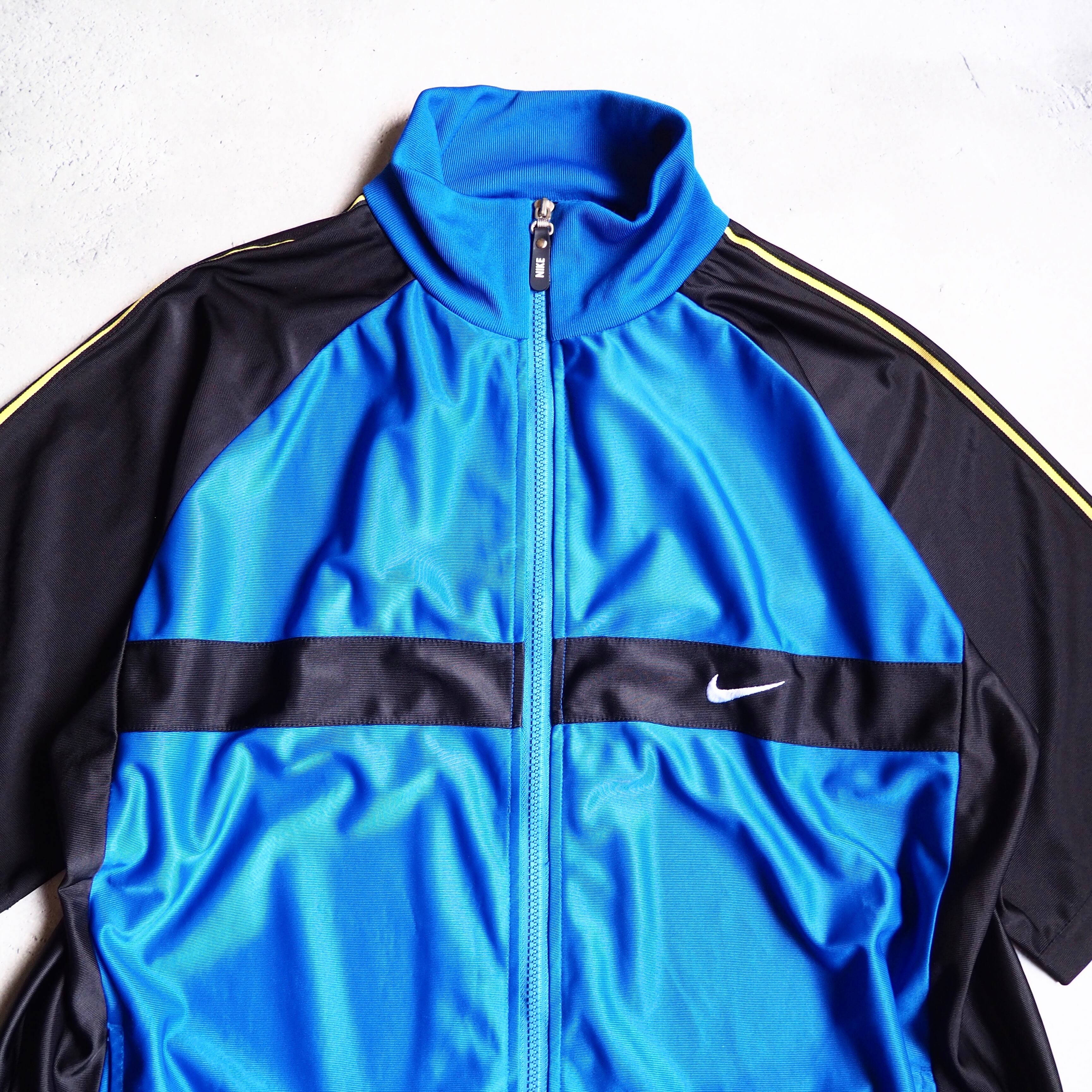 2000s " NIKE " Light Blue × Black Bi color SS track jacket