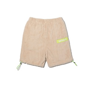 SALE 送料無料【HIPANDA ハイパンダ】メンズ ファー加工 スウェット ショートパンツ MEN'S LETTER LOGO PROCESSED FUR SHORT SWEATPANTS / KHAKI-GREEN・BEIGE・ROSERED