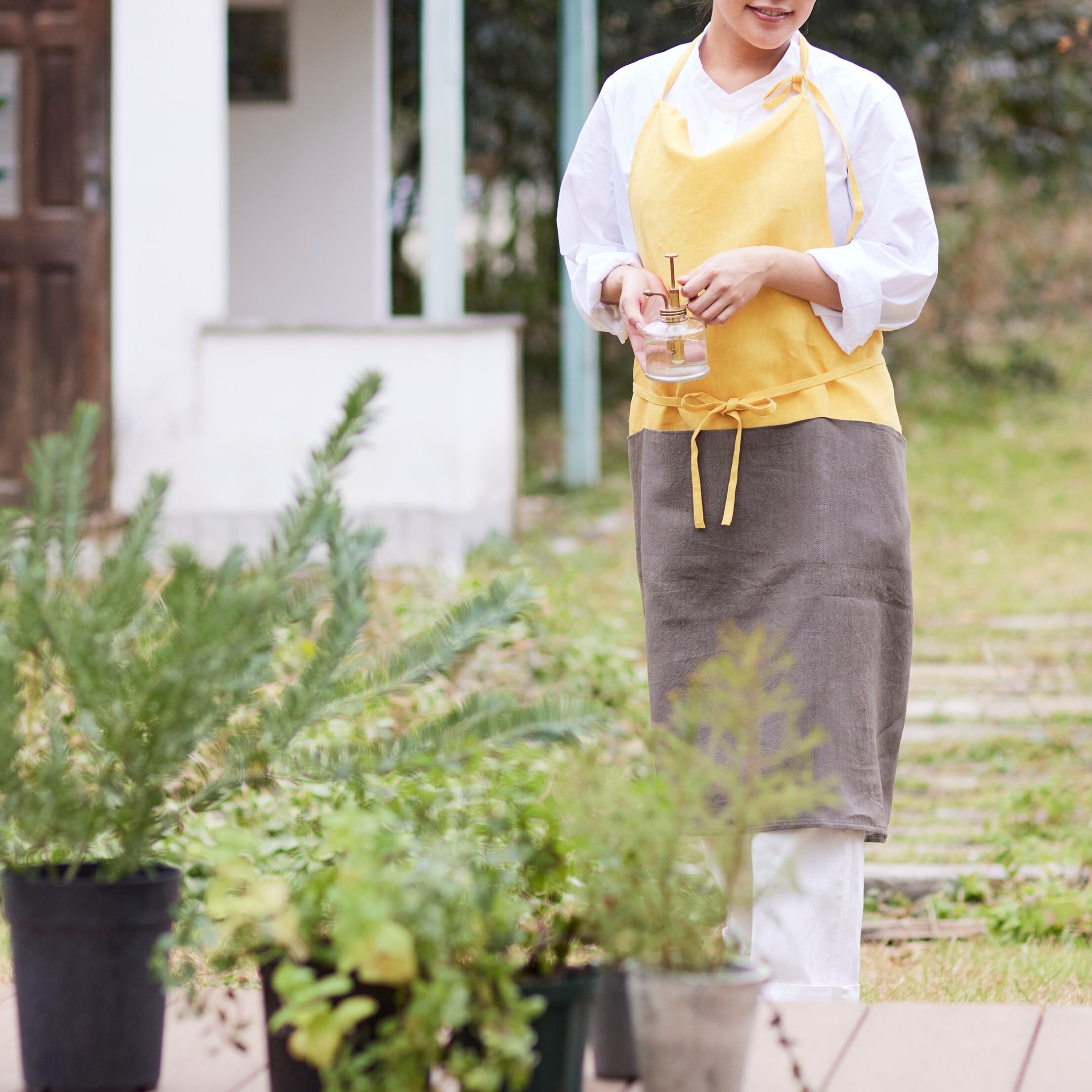 チムニーエプロン　chimney apron / リネン　linen / yellow　イエロー