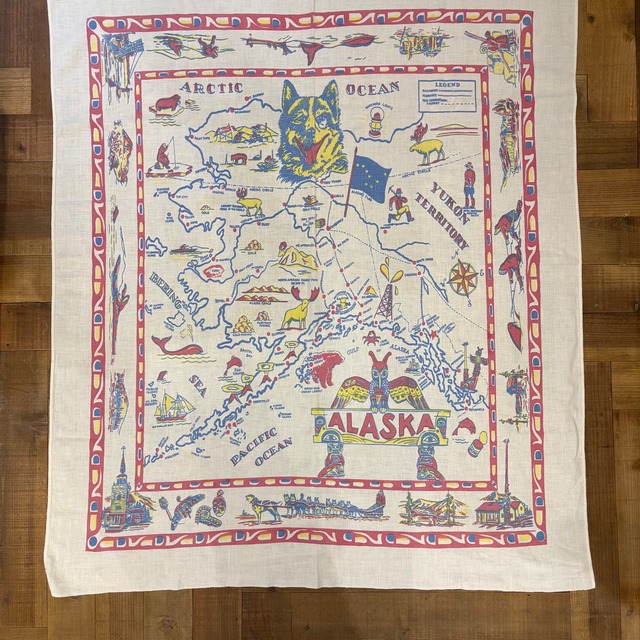 50's Vintage Map Tablecloth (Alaska)