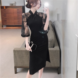 【送料無料】 ロングドレス ドレス 衣装 ワンピース パーティドレス ペンシルスカート ロング ミモレ 袖あり 長袖 フレア袖 フレアスリーブ ハイネック チョークネック Iライン レース 透け感 シースルー 薄手生地 エレガント 上品 可愛い きれいめ シンプル シック コンサバ 華やか おしゃれ お洒落 主役級 こなれ感 高見え 高級感 花柄 夏 20代 30代 40代 レディース 女性用 デート 結婚式 二次会 パーティ 演奏会 誕生日会 ファッション 定番   インスタ映え ブラック 黒