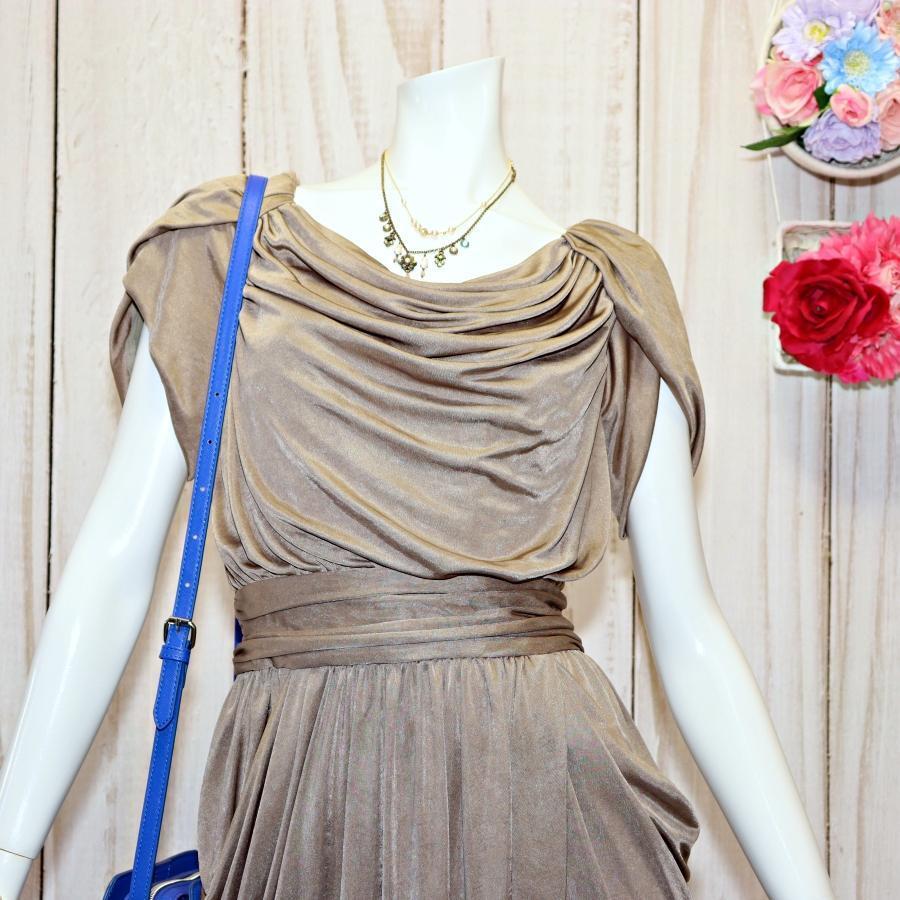 エポカ ドレープドレス M シャンパンゴールド 伸縮素材 チューリップ