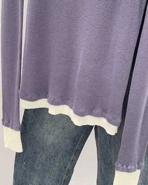 ラインクルーネックニット 3color A0440