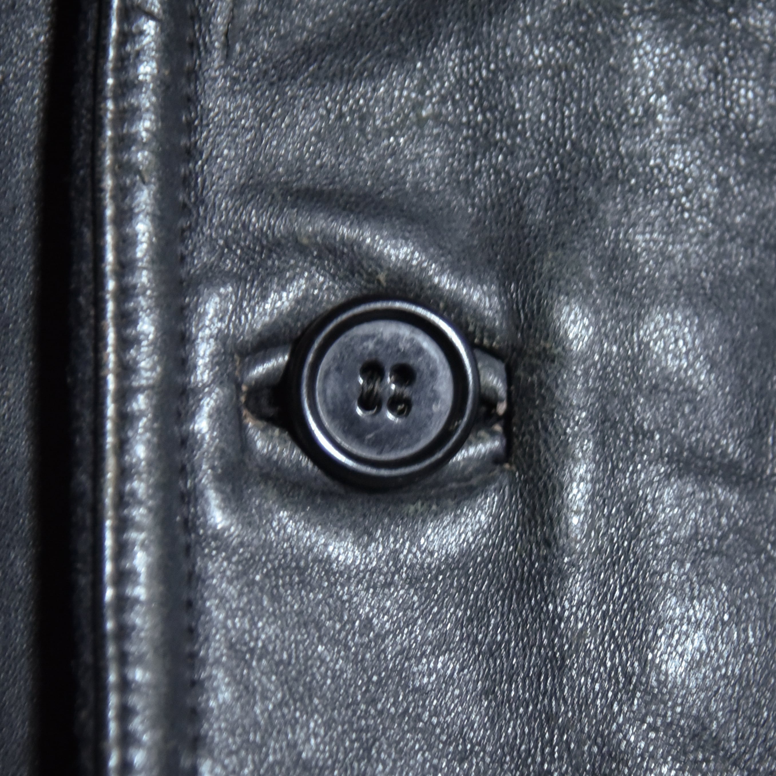 60-70s Le Corbusier Leather Double Breasted Jacket Black ル