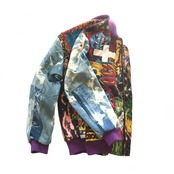 ロックT・・デニムリメイク ジャケット ROCK T-SHIRTS MIX BOMBER JACKET bandbomberjk101