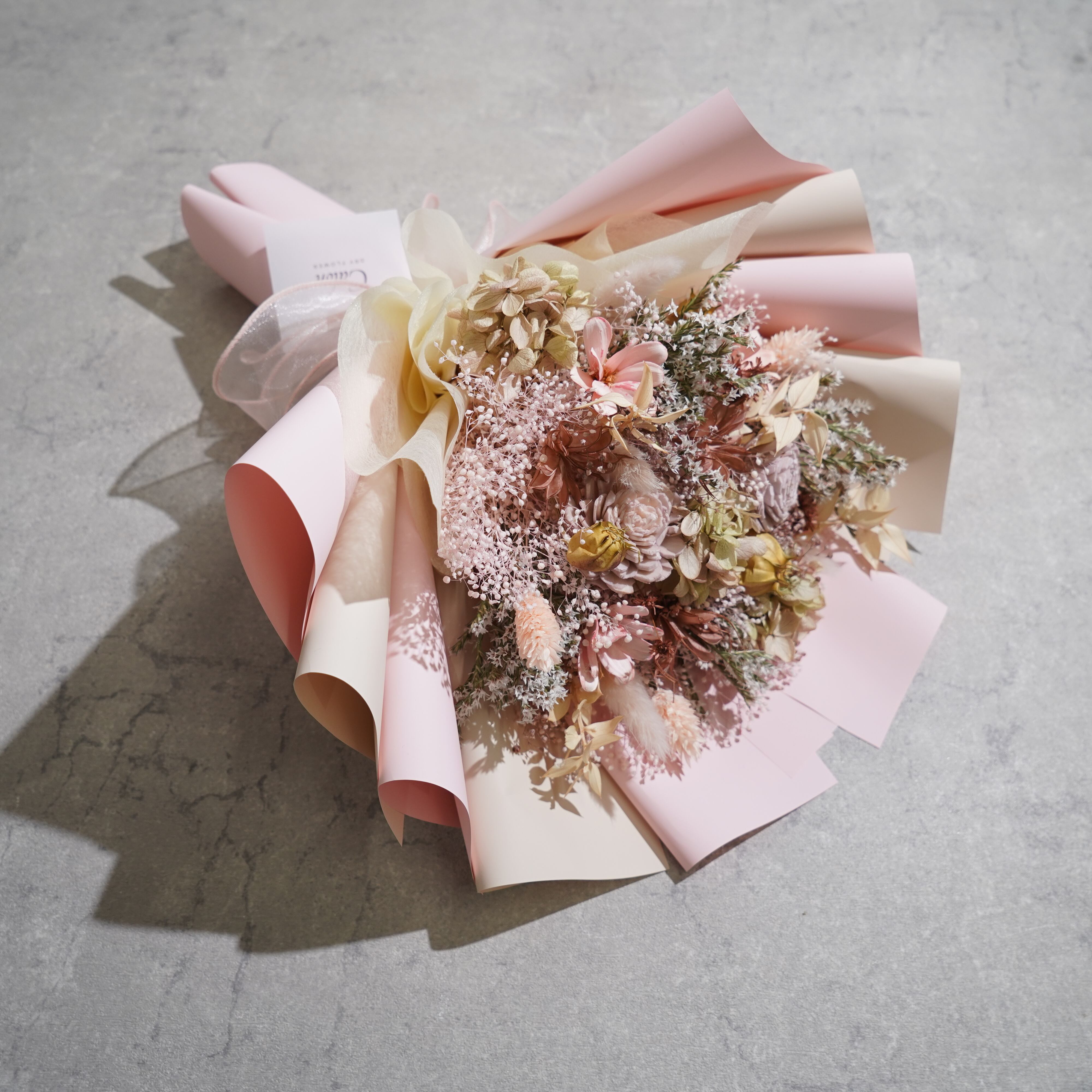 ドライフラワーの花束 Mサイズ ライトピンク M-564≪限定1点