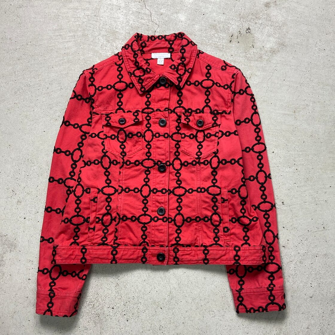 CHARTER CLUB 総柄刺繍 トラッカージャケット レディースS相当 メンズ 