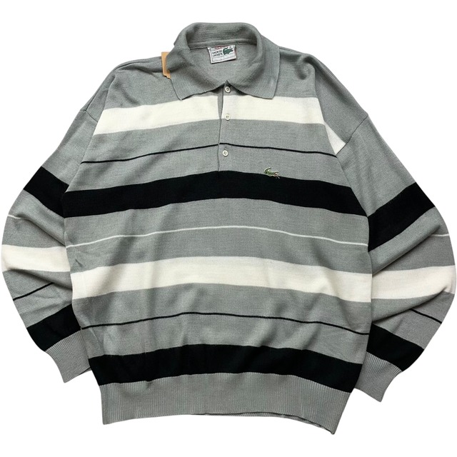 《L》LACOSTE ラコステ ニットポロシャツ ワンポイントロゴ フランス製 80年代 vintage no.5264