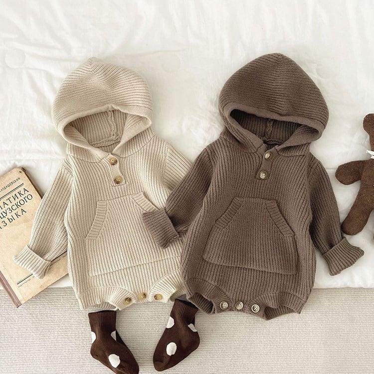 【BABY】ニットボタン付きロンパース