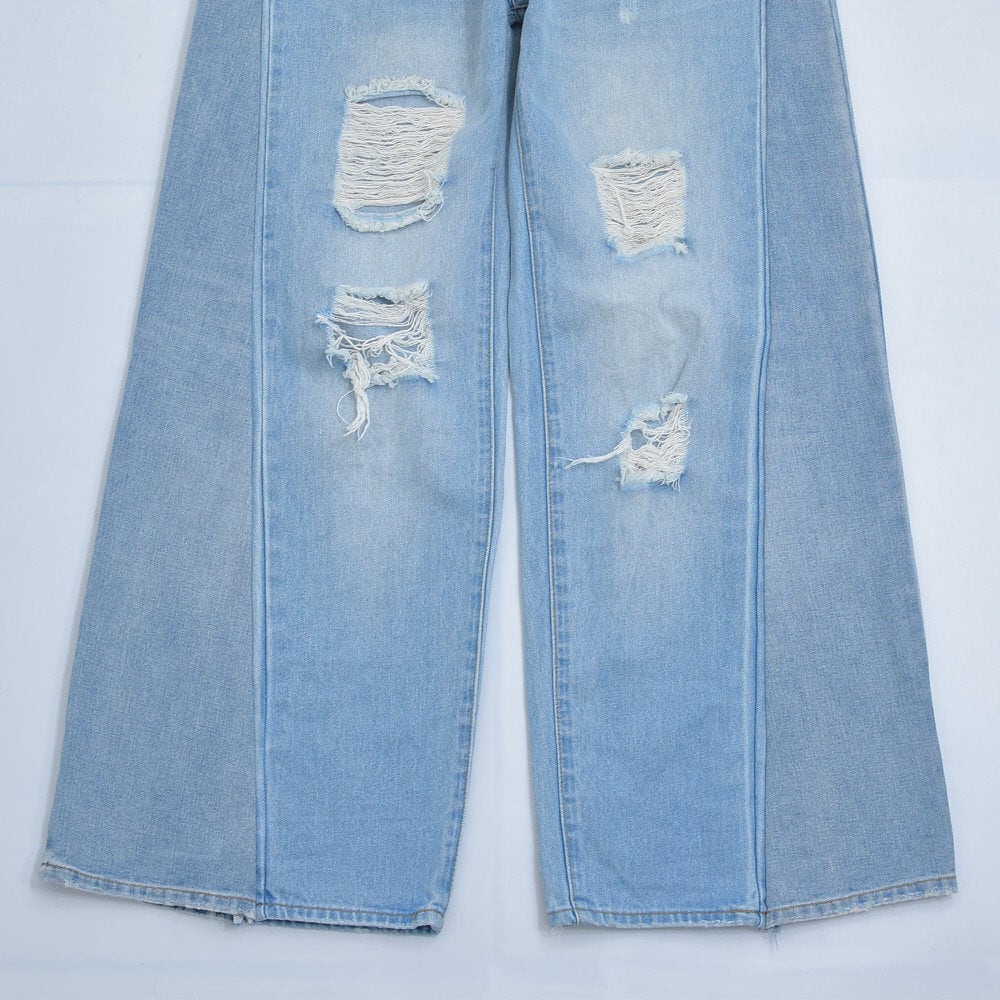 00s BLUE WAY パッチワーク ダメージ加工 デニムパンツ 32 パッチ 