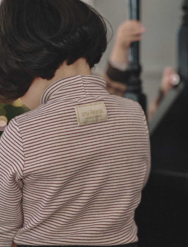 予約⌇onu/ Soft stripe half turtleneck