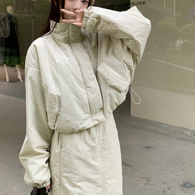 中綿　ダウンジャケット　セットアップ　長袖　スカート　サイズL ホワイト　秋冬 楽天市場】ダウンジャケット 「S~2XL」レディース 中綿コート 長袖