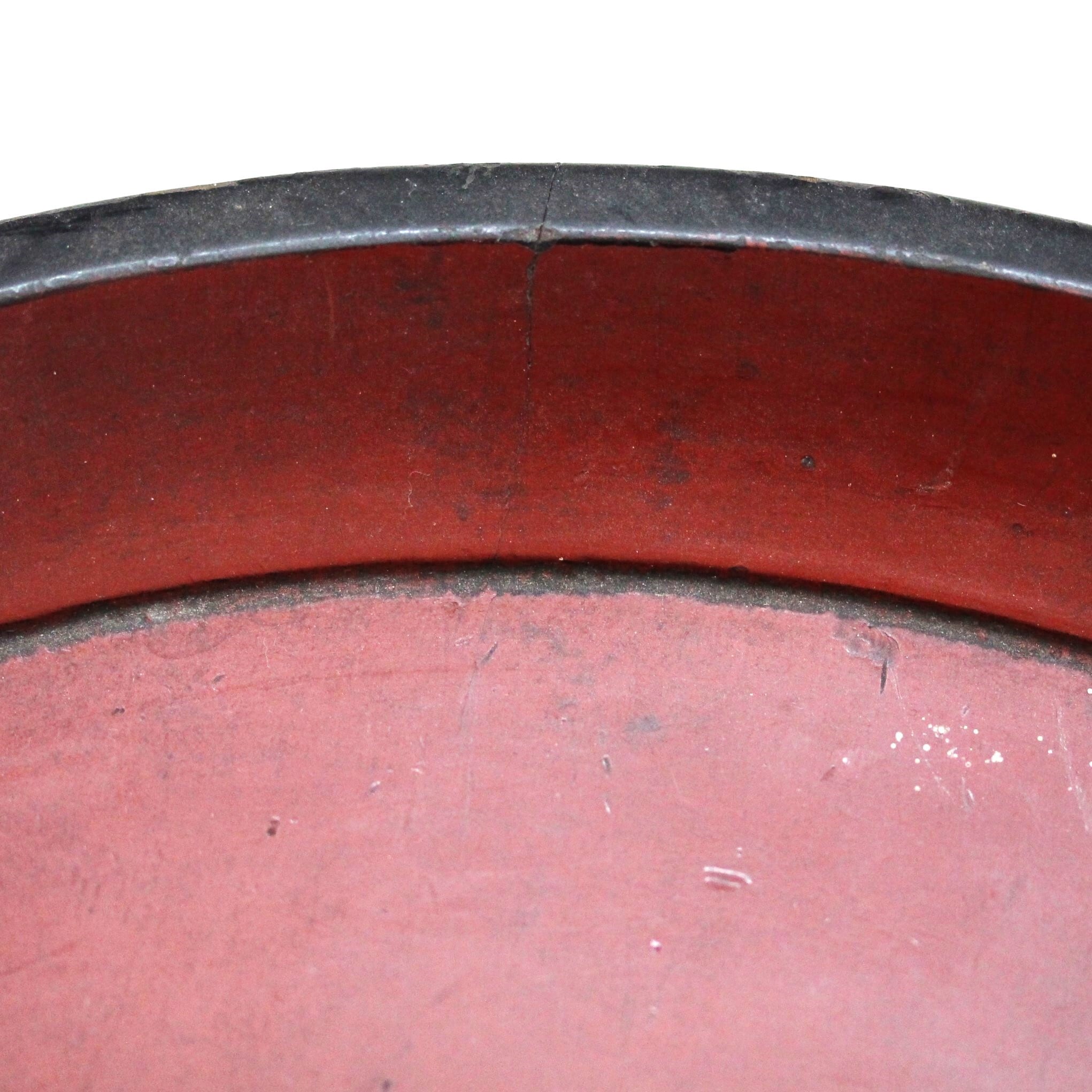 赤と黒】赤黒漆丸盆 d39.6cm Red and Black Lacquered Wooden Round