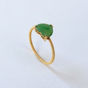 【9号】指先から大人かわいいK18YG ハート翡翠 ツイストリング A貨翡翠 jd_rg1060 CO