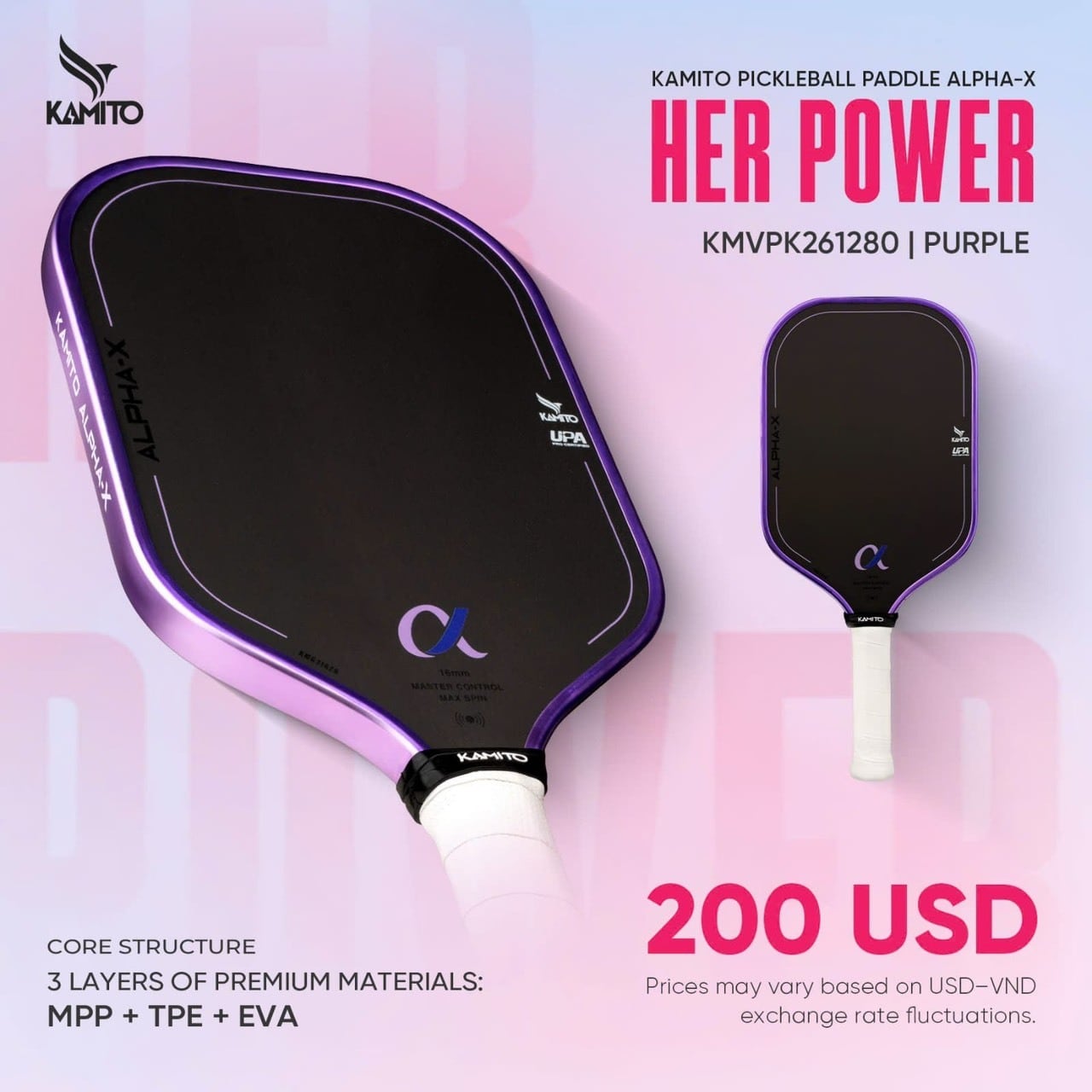 Pickleball Kamito Alpha-X Her Power アルファX ハーパワー ピックル