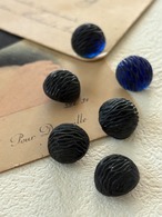 13mm フランス ヴィンテージ ガラスボタン ブルー/ブラック ドーム型 アクセサリーパーツ デコレーション材