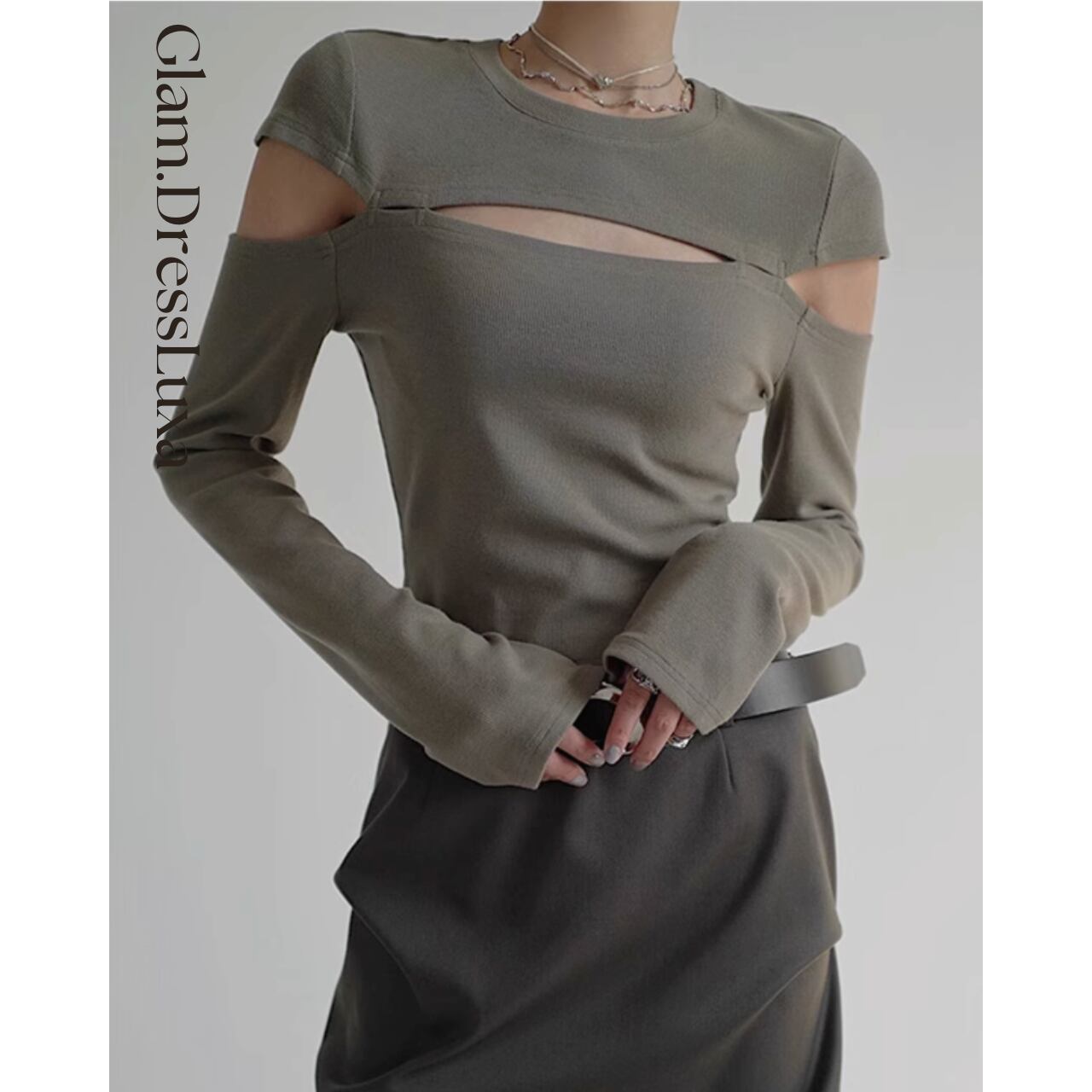 カットオフ デザイントップス/2color_T589