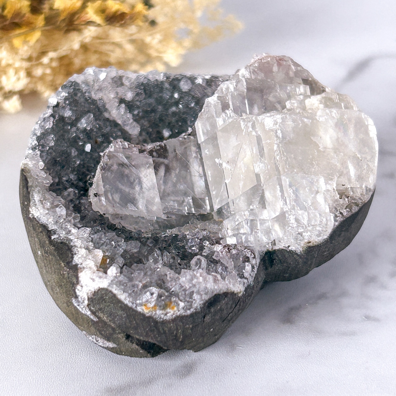 シュガーアメジスト カルサイト共生 ハート(カラー:グレー)