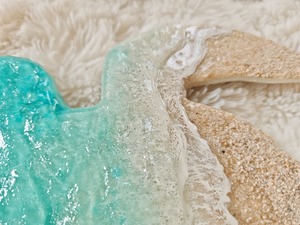 492.オーシャンレジンアート ホヌ型正面パネル(波紋アート)