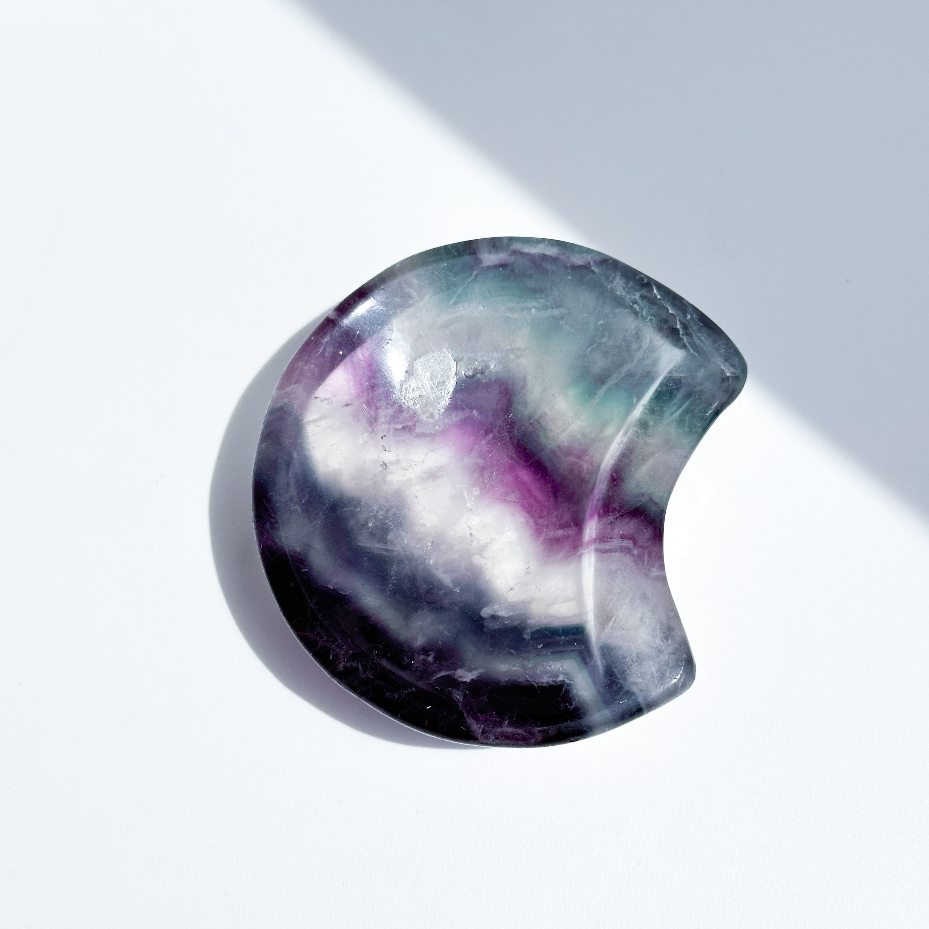 レインボーフローライト月型のうつわ03◇Fluorite◇天然石・鉱物