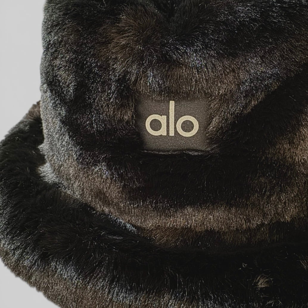 alo】【Faux Fur Bucket Hat】バケットハット ファー ブラック ロゴ