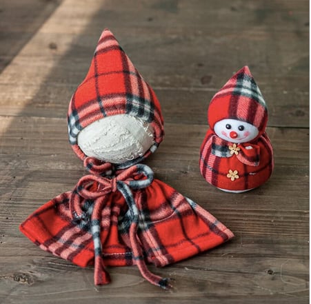 赤チェックが可愛い クリスマスの天使３点セット ニューボーンフォトグッズ専門店 Lolo S