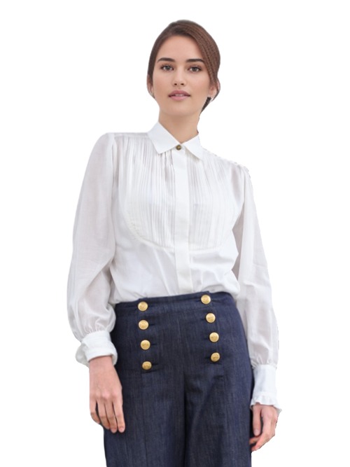 コットンボイル　タキシードシャツ