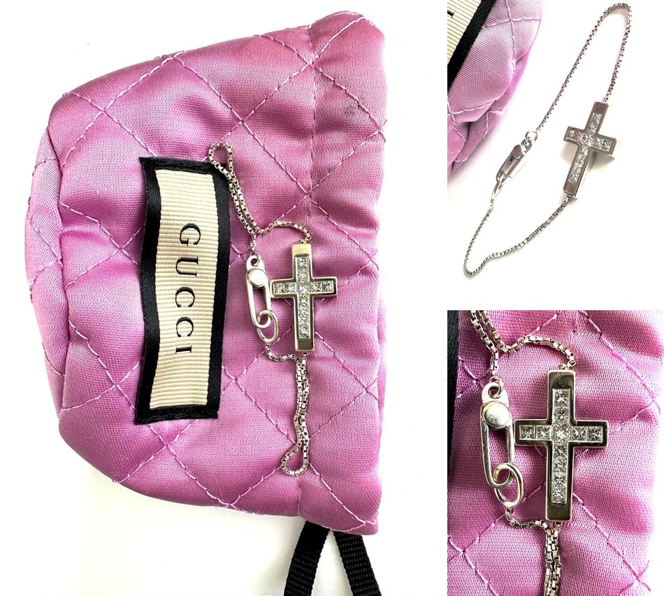 レア GUCCI グッチ K18 ダイヤモンド クロス ブレス プリンセス