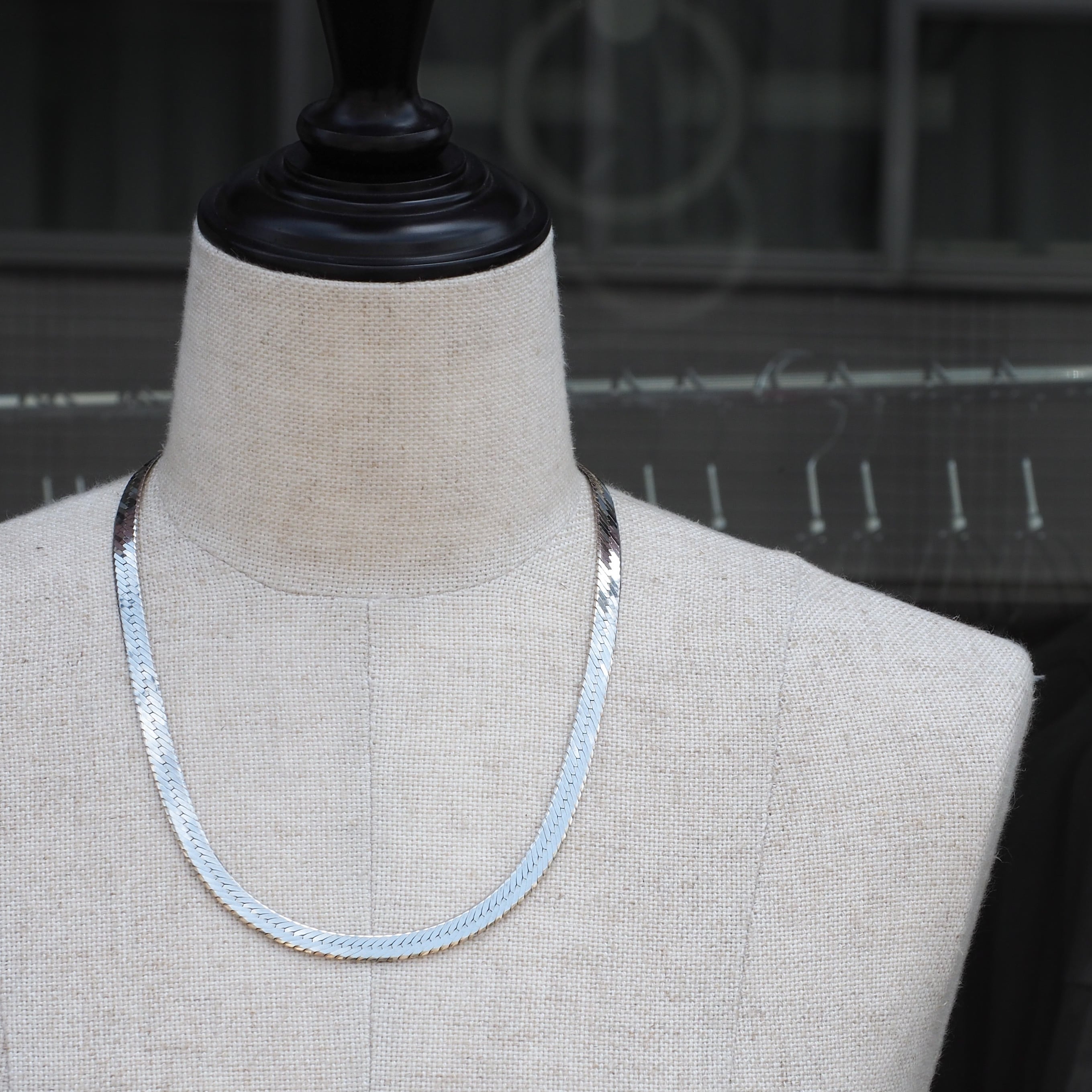 80-90s Italian Silver Herringbone Necklace (reversible)