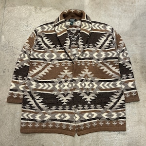 1990s LAUREN RALPH LAUREN NATIVE SHAWL CARDIGAN