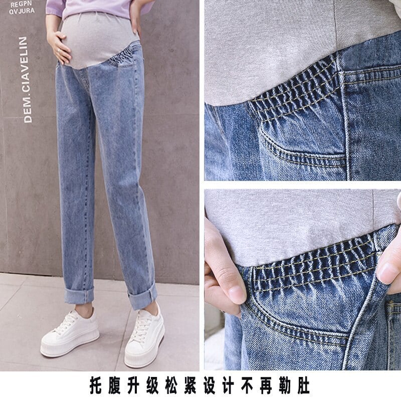 【新作】【送料無料】 976＃春デニムマタニティストレートフルロングジーンズベリールーズパンツ服妊娠中の女性妊娠中のズボン スプリング 春物 AL expec475905411699