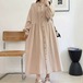 2色／ピンタックボタンロングワンピ ・12403