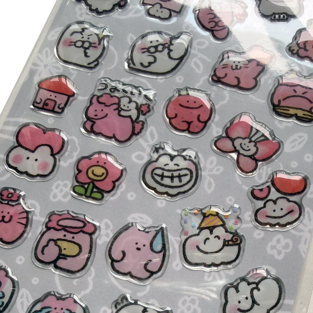 PINK♡ぷっくりクリアステッカーシート（MK-752） | もくもくちゃん