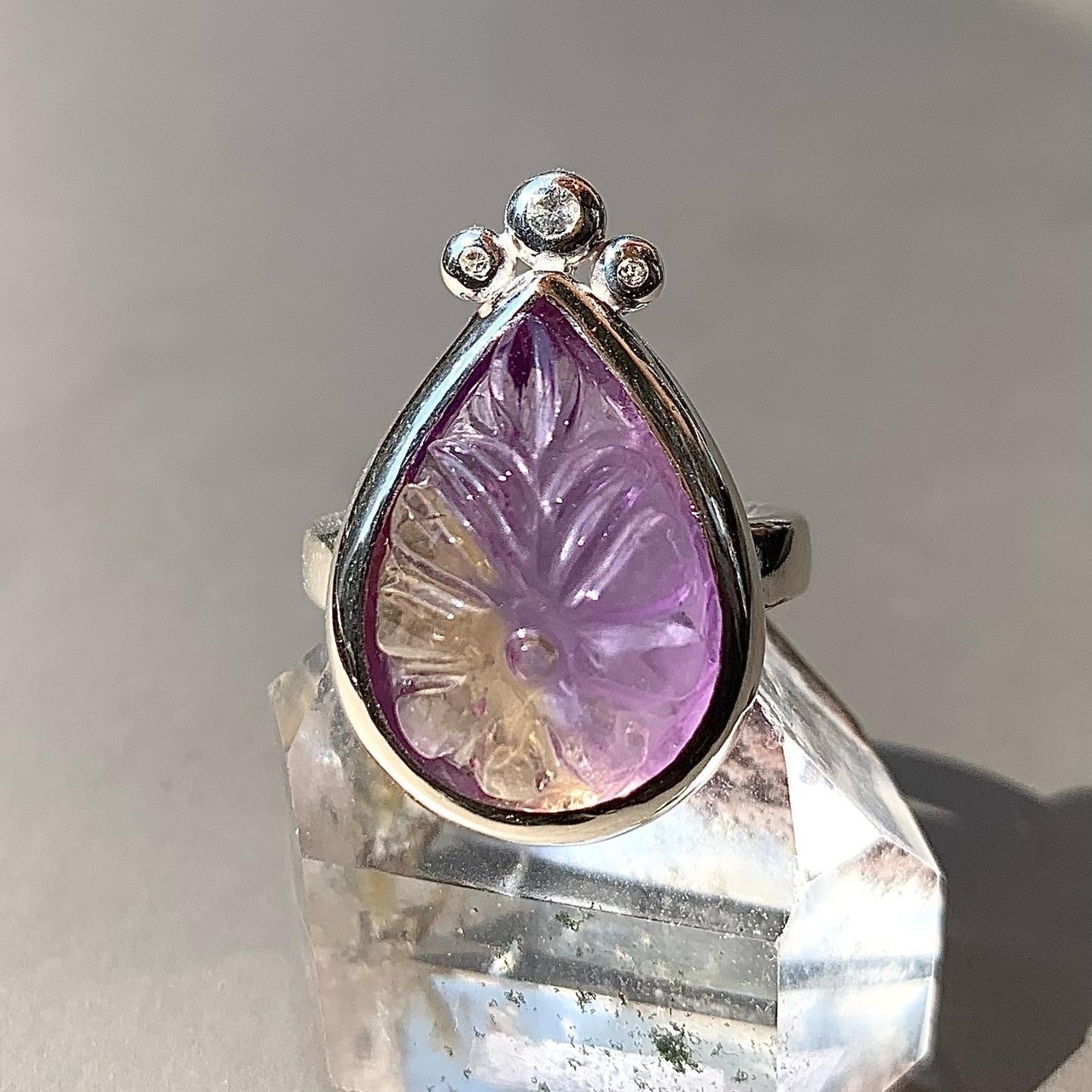 ［朝露］silver925×アメトリン×ダイヤモンド　リング