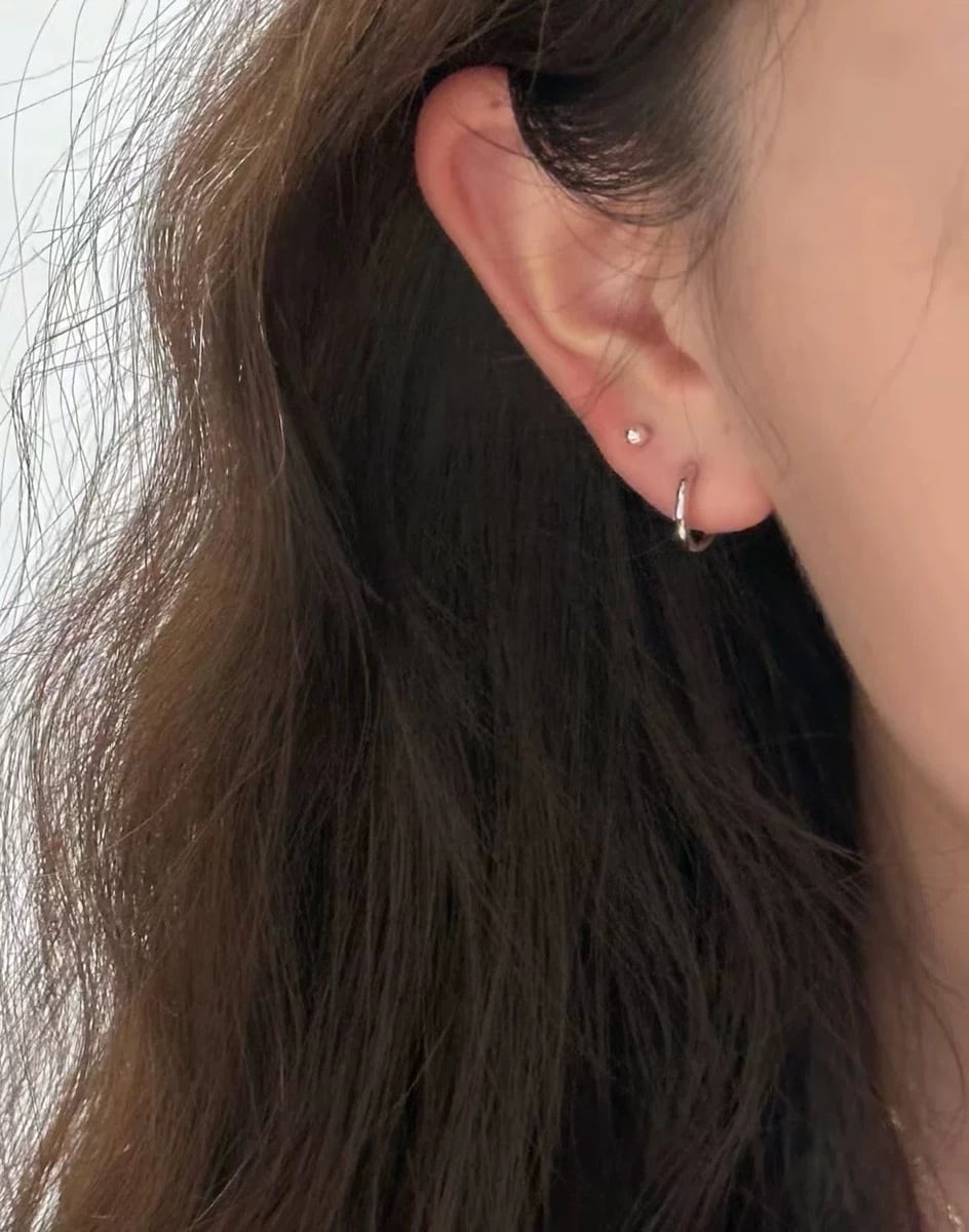 S925 Petit hoop pierce (P106) | onesea