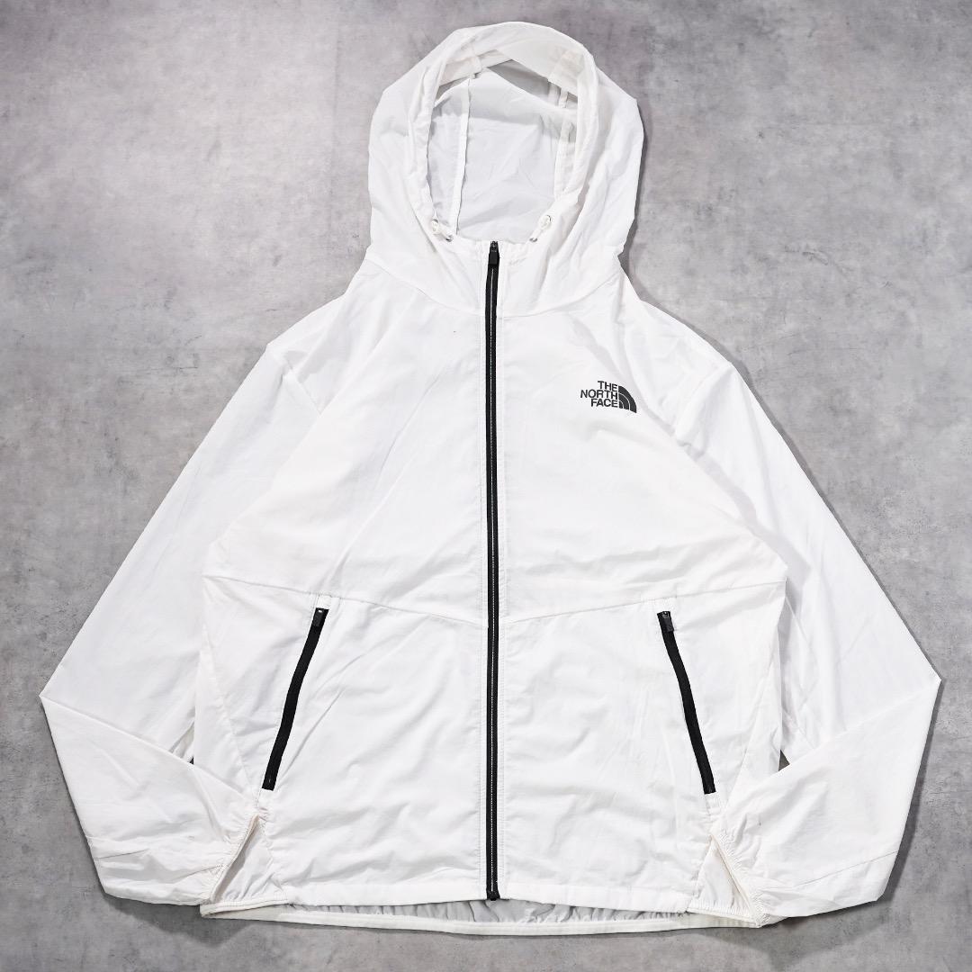 ノースフェイス ナイロンジャケット 古着 ロゴ プリント M 白 19640